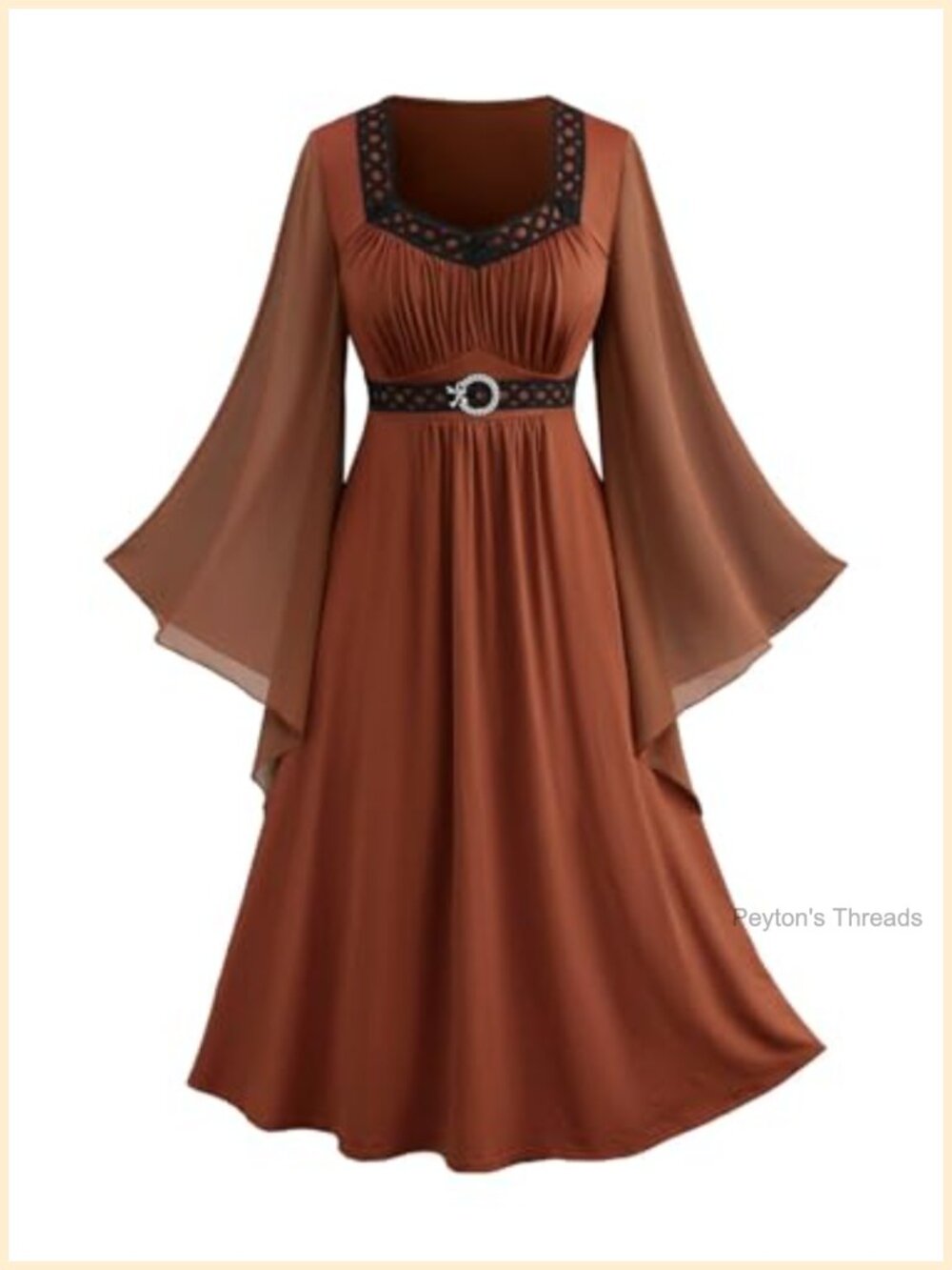 Plus Size Women Medieval Renaissance Witch Costume Dress Long Sleeve Midi
